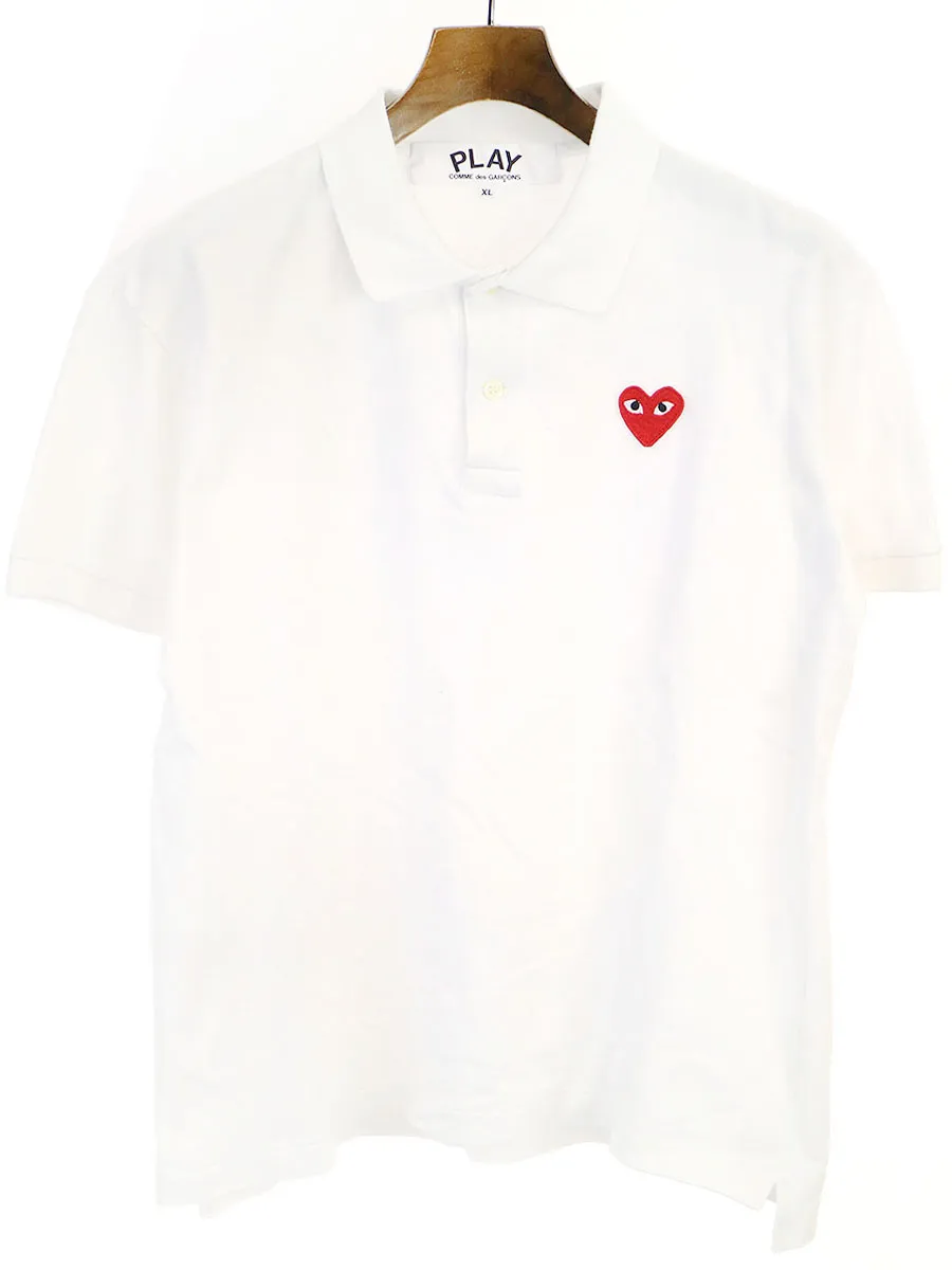 COMME des GARCONS プレイ コムデギャルソン 18SS ワッペン鹿の子ポロシャツ