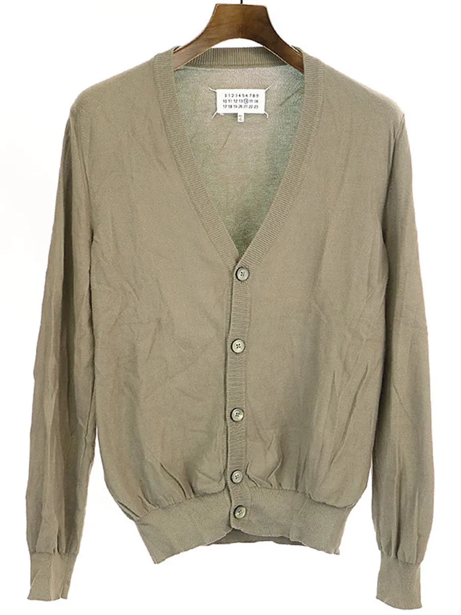 Maison Margiela メゾン マルタン マルジェラ14 13SS スウェードレザーエルボーパッチコットンニットカーディガン