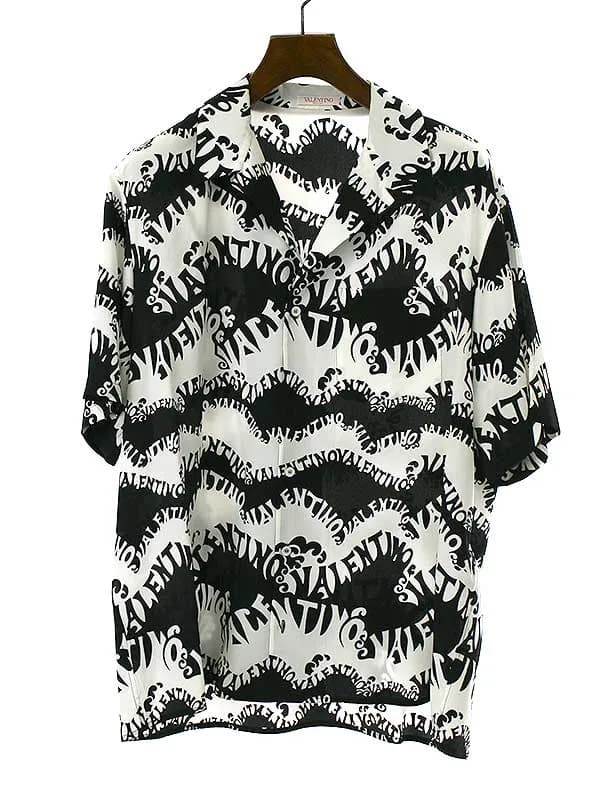 VALENTINO ヴァレンティノ 22SS ロゴ シルクショートスリーブシャツ