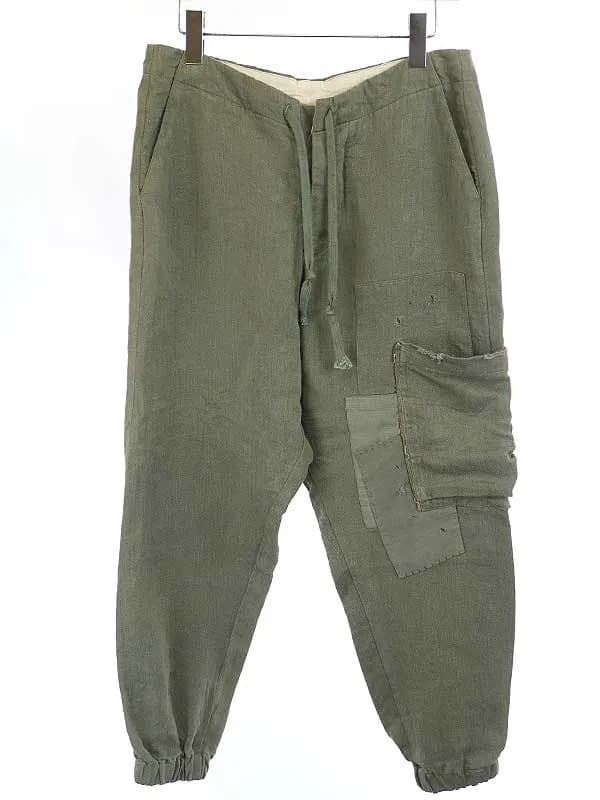Greg Lauren グレッグ ローレン VINTAGE ARMY HERRINGBONE LOUNGE PANT W PATCH CARGO POCKET パッチワークカーゴポケットラウンジパンツ