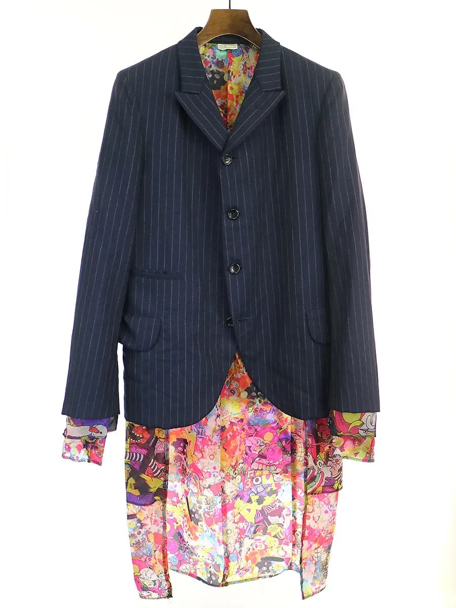 COMME des GARCONS コムデギャルソン オムプリュス×アルベロベロ 14SS ピンストライプレイヤードテーラードジャケット