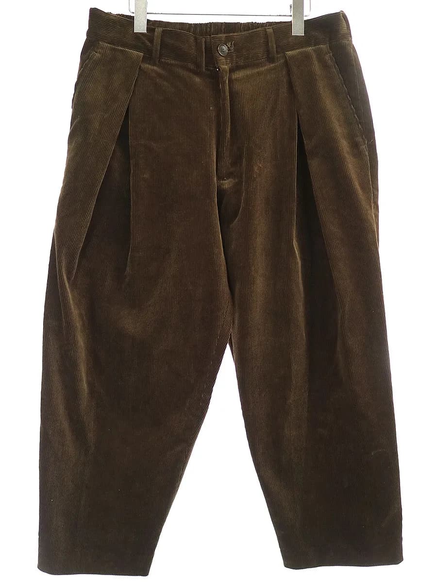 is-ness イズネス CORDUROY TUCK TROUSERS コーデュロイタックワイドパンツ