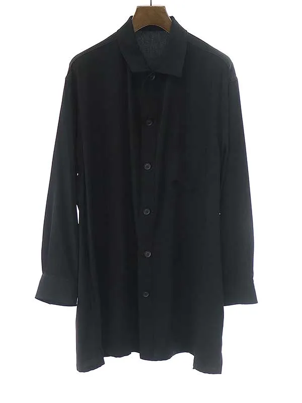 Yohji Yamamoto ヨウジヤマモト プールオム 22SS TA/TUXEDO OPEN COLLAR FRONT PLACKET BLOUSE タキシードオープンカラーシャツブラウス