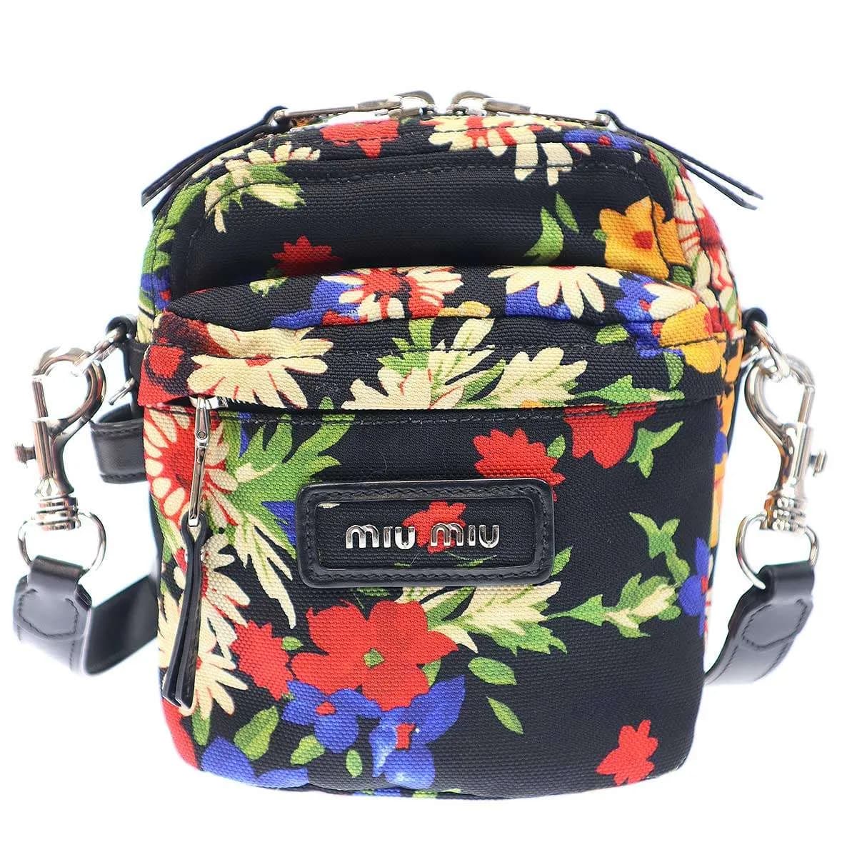 miu miu ミュウミュウ フラワーキャンバスショルダーバッグ 5BH158