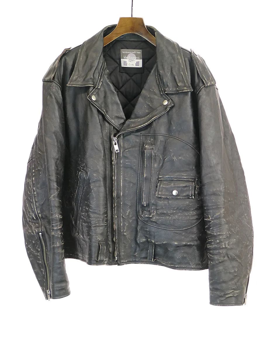 blackmeans ティーエイチタロウホリウチ × ブラックミーンズ 19AW ダメージ加工レザージャケット