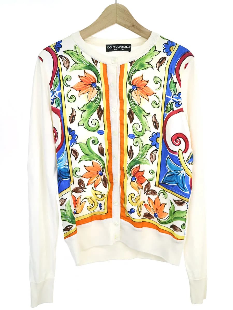 DOLCE&GABBANA ドルチェ&ガッバーナ 18SS マヨルカスカーフコンビシルクニットカーディガン