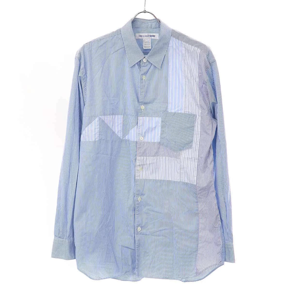COMME des GARCONS コムデギャルソンシャツ パッチワークストライプ長袖シャツ