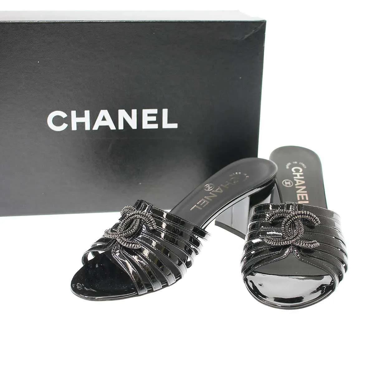 CHANEL シャネル ココマーク パテントミュールサンダル