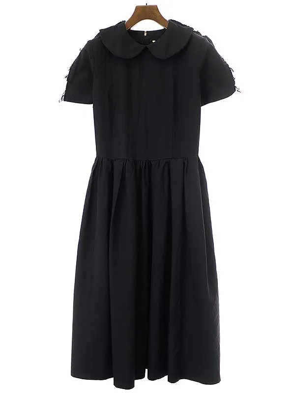 COMME des GARCONS コムデギャルソン 19SS ラウンドカラーポリエステル縮絨ワンピース