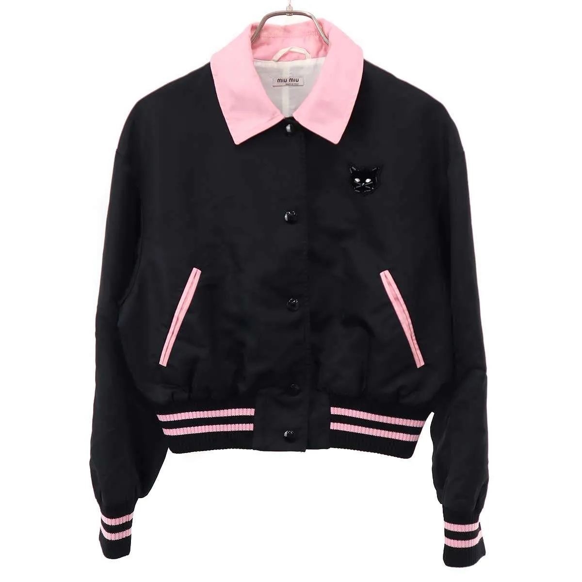 miu miu ミュウミュウ 19SS キャットワッペンサテンスタジャン