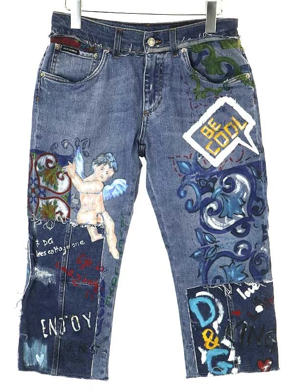 DOLCE&GABBANA ドルチェ&ガッバーナ グラフィックペイントデザインデニムショーツ