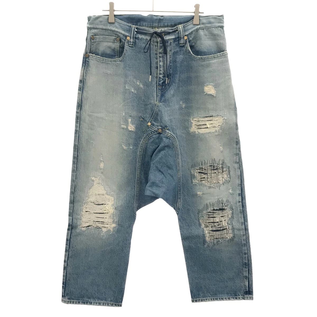 GANRYU フミト ガンリュウ 5-POCKET SARROUEL PANTS ダメージリペアデニムサルエルパンツ FU5-PA-105