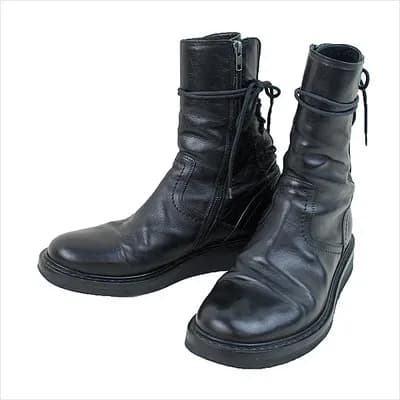 ANN DEMEULEMEESTER 10AW ANN DEMEULEMEESTER Back Lace Up Side Zip Boots
