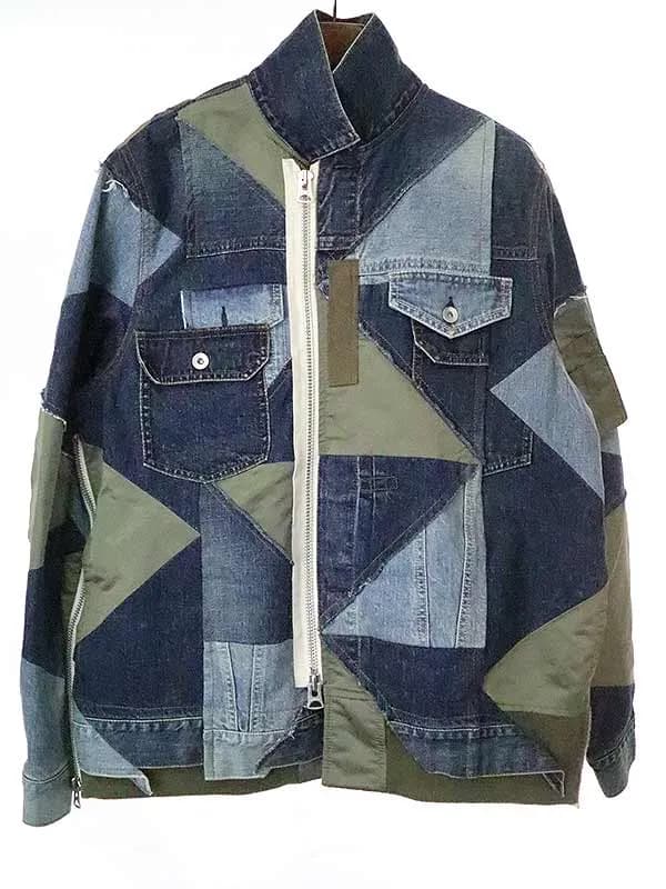 sacai サカイ × ハンク ウィリス トーマス 21SS Solid Mix Blouson パッチワークデニムブルゾン