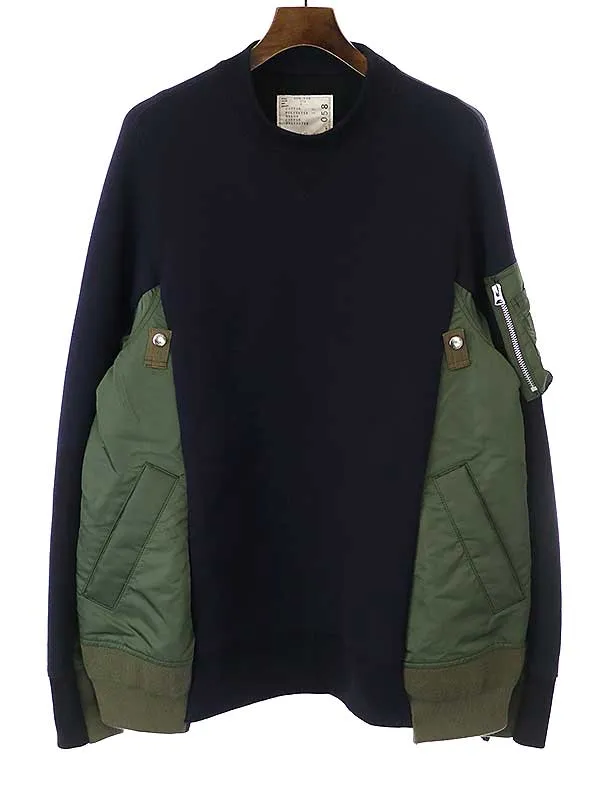 sacai サカイ Sponge Sweat×Nylon Twill Pullover スポンジスウェットトレーナー