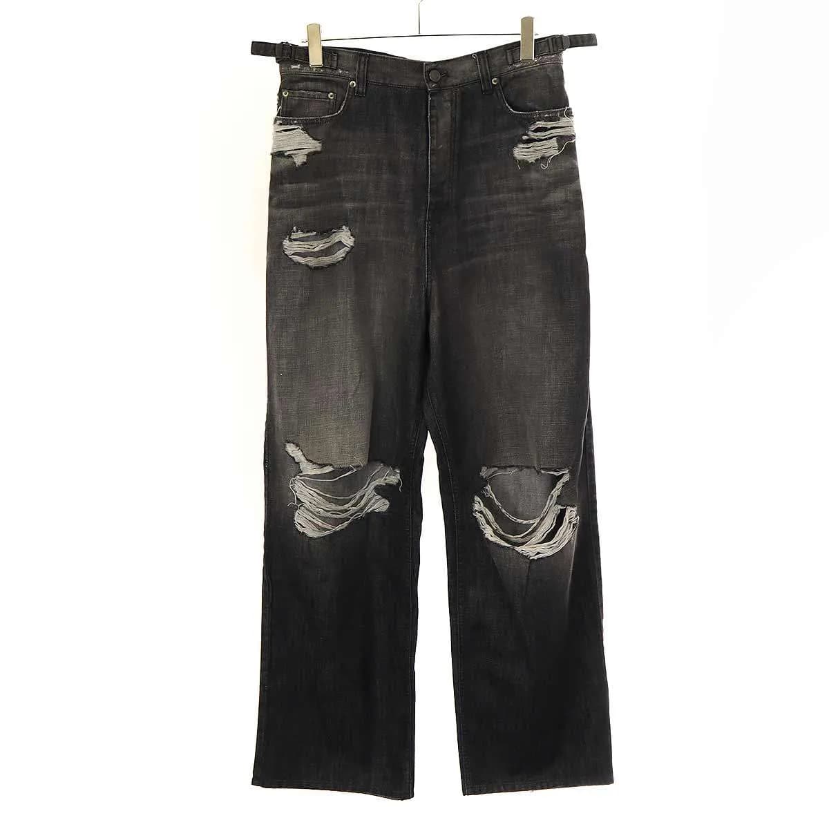 BALENCIAGA バレンシアガ 21AW Destroyed Baggy Jeans デストロイバギーデニムパンツ