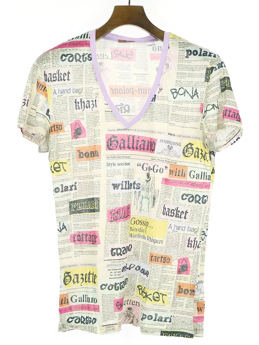 John Galliano ジョンガリアーノ ニュースペーパーリネンTシャツ