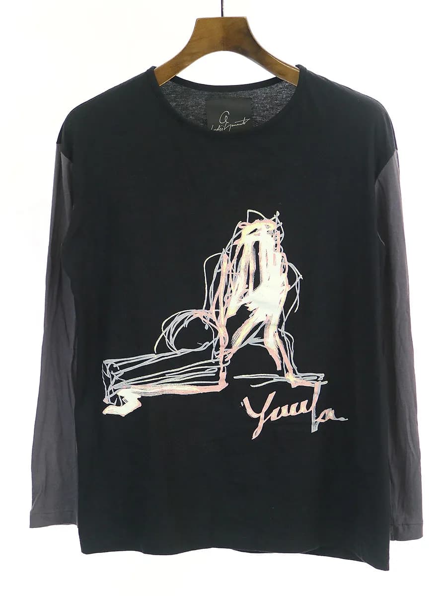 Yohji Yamamoto ヨウジヤマモト 17SS 画と機 デッサンプリントロングスリーブTシャツ