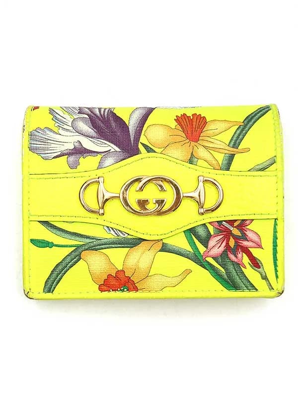 GUCCI グッチ GGホースビット ズゥミ フローラルコンパクトレザーウォレット