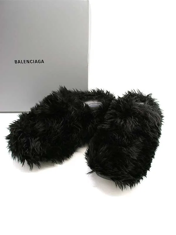 BALENCIAGA バレンシアガ×クロックス 24SS フェイクファー ミュールシューズ
