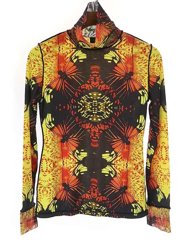 Jean Paul GAULTIER JEAN PAUL GAULTIER FEMME ジャンポールゴルチェフェム 蝶柄 ハイネックストレッチカットソー