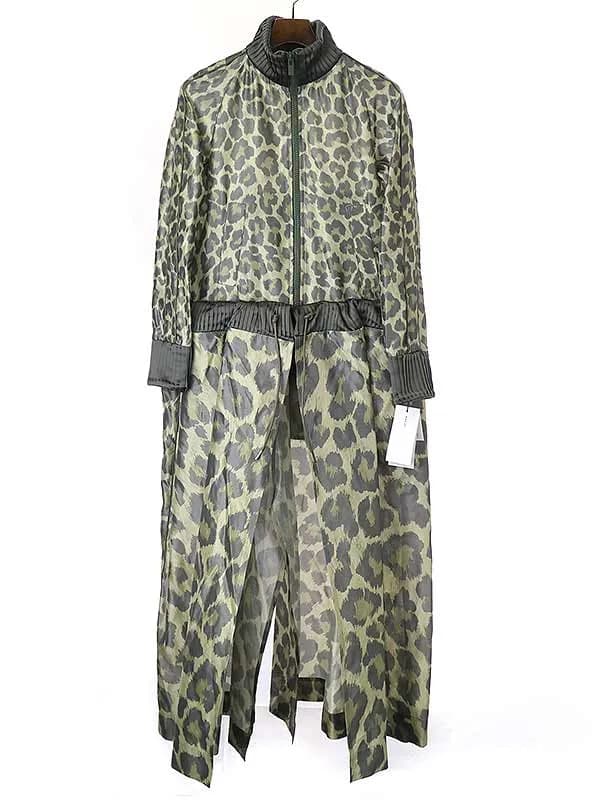 sacai サカイ 22AW レオパードシルクドレスコート