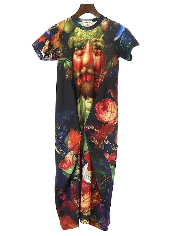 COMME des GARCONS コムデギャルソン×ジュゼッペ アルチンボルド 18SS グラフィックポリエステルワンピース