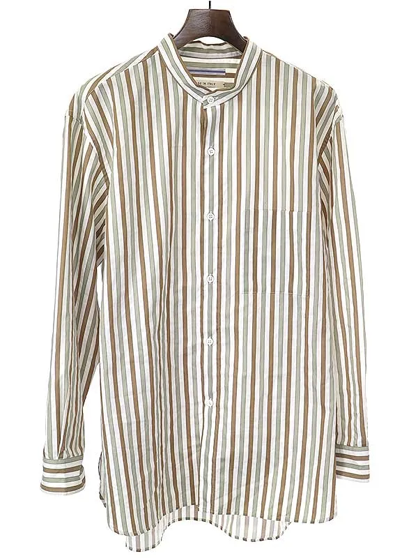 CristaSeya クリスタセヤ 22SS MAO SHIRT ストライプバンドカラーシャツ
