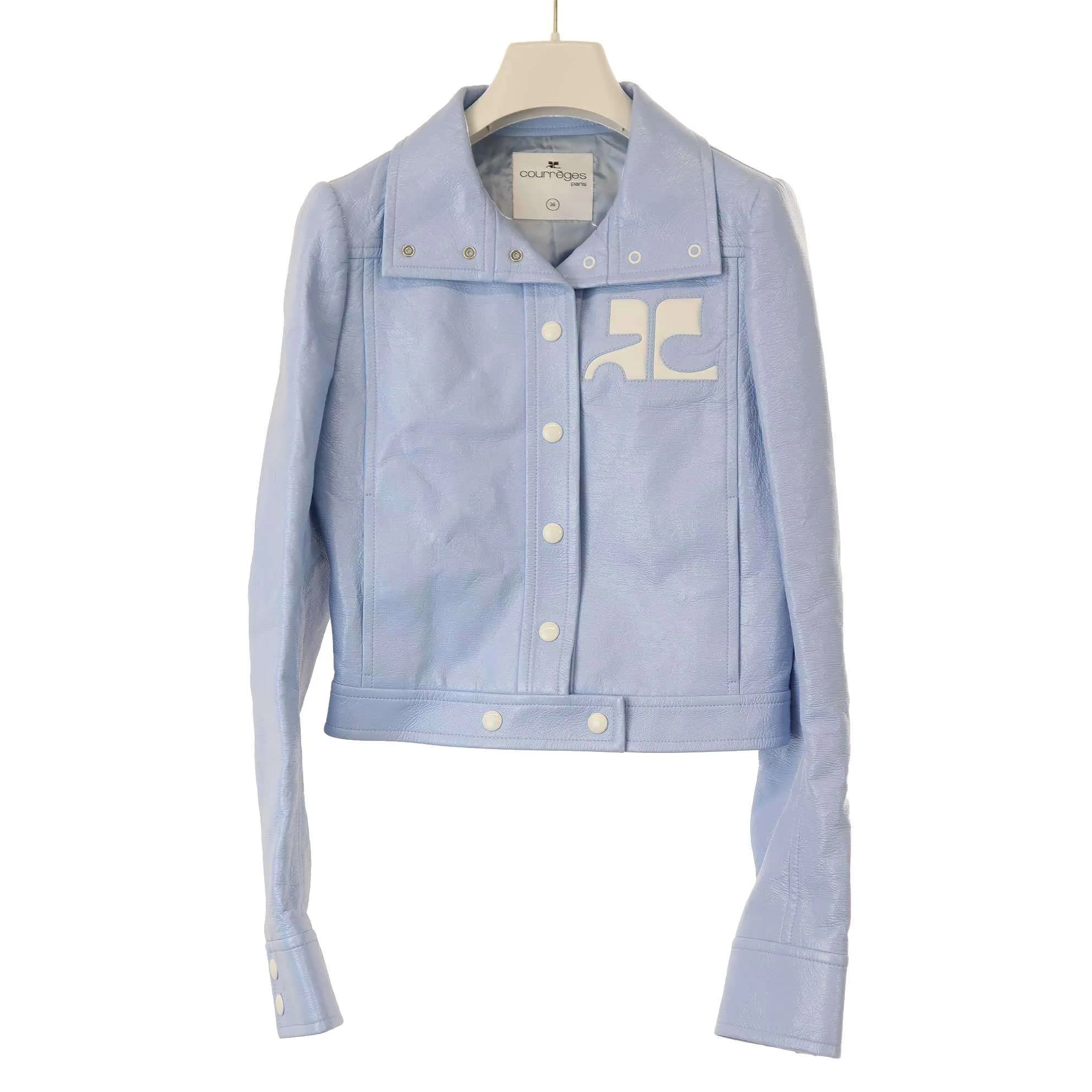 Courrèges クレージュ シャイニービニール ロゴパッチジャケット PERCBL005VY00037005