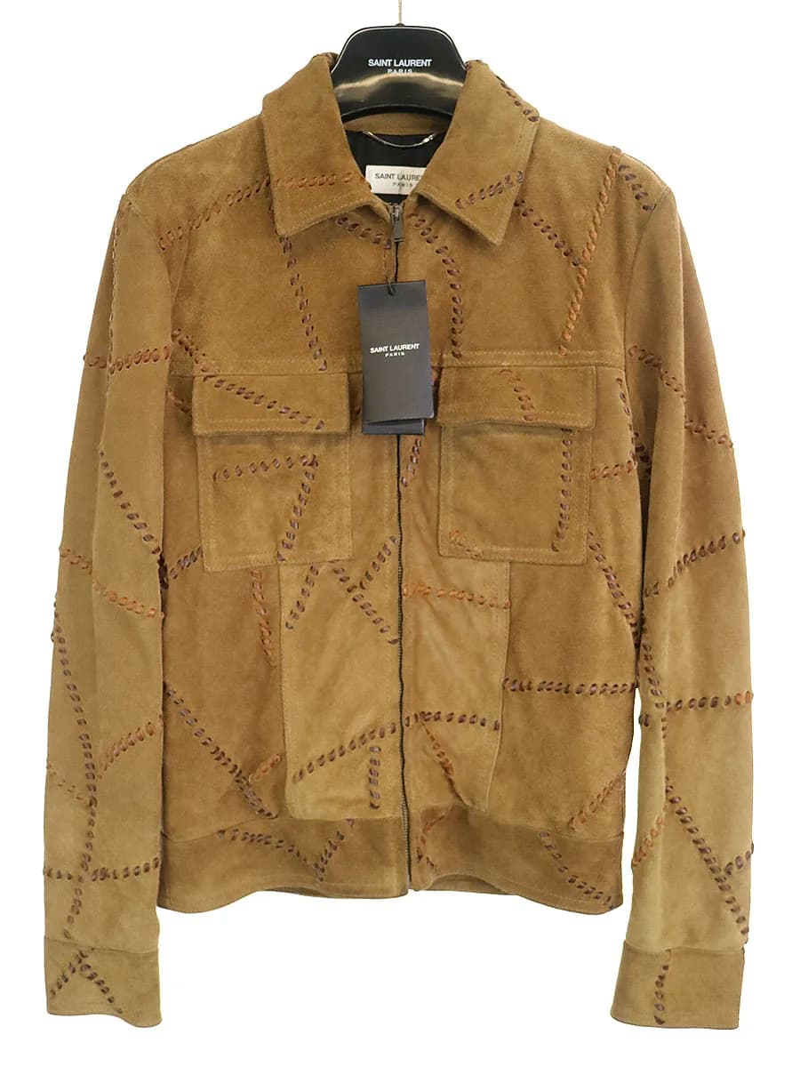 SAINT LAURENT サンローラン パリ 18AW ステッチデザインスウェードレザージャケット