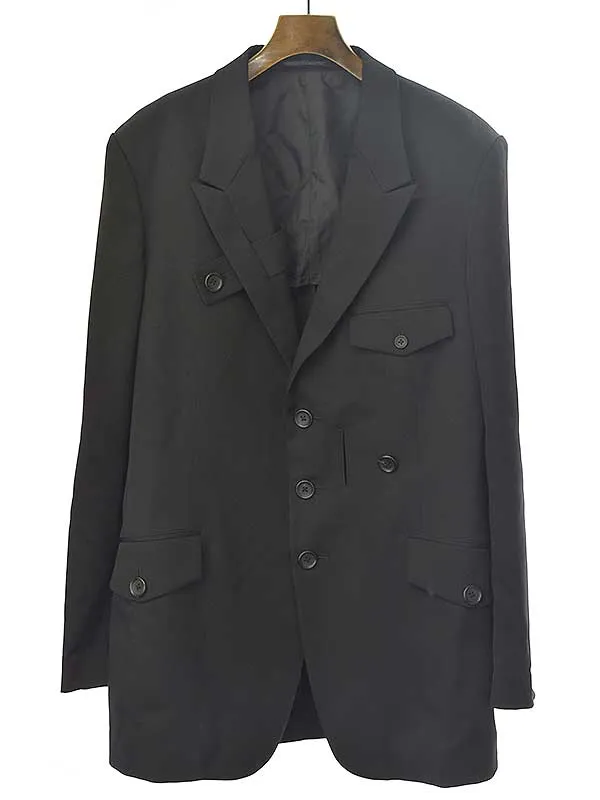 Yohji Yamamoto ヨウジヤマモト プールオム 23SS タブ留め ピークドラペルウールギャバジンジャケット