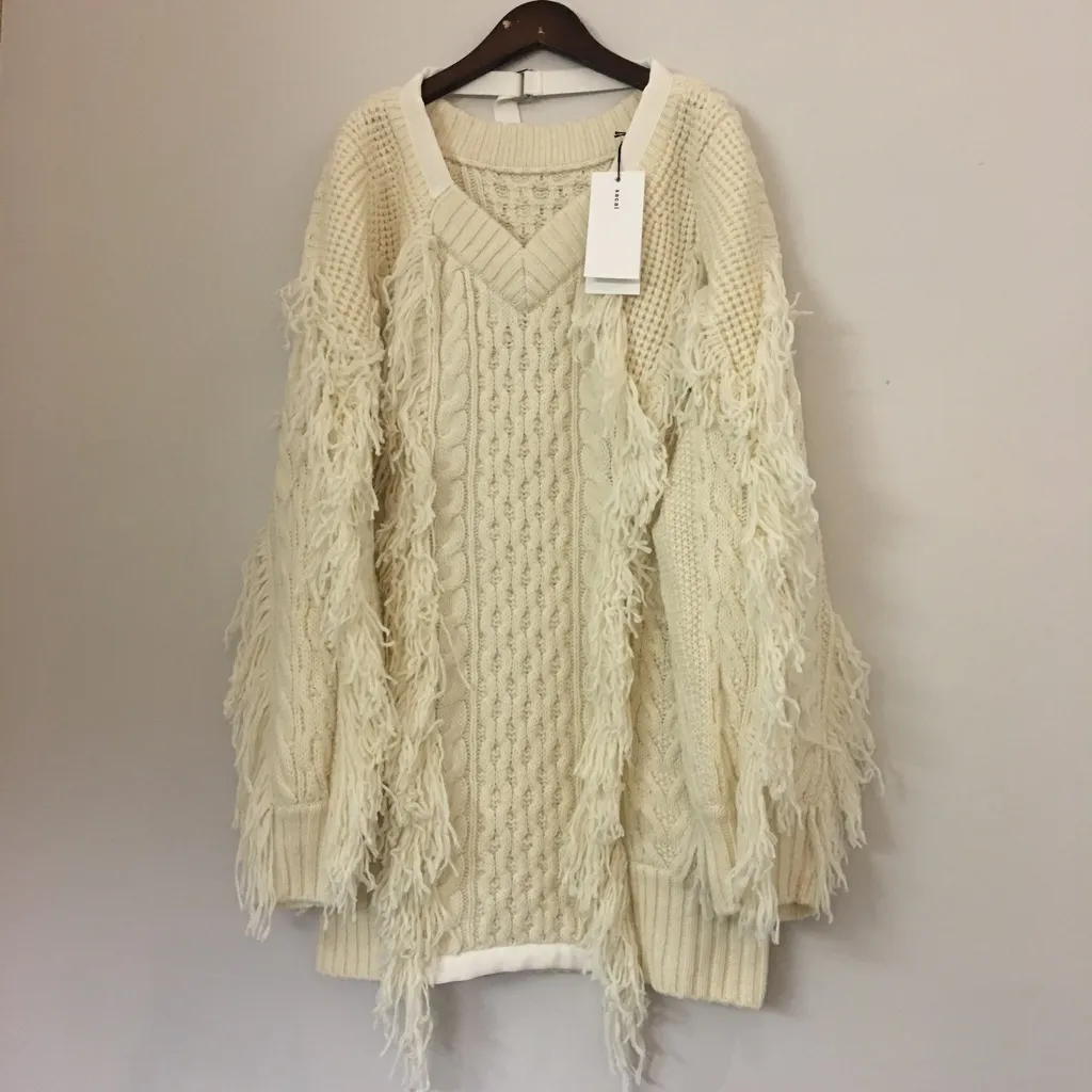 sacai sacai 17AW オーバーサイズフリンジフィッシャーマンセーター