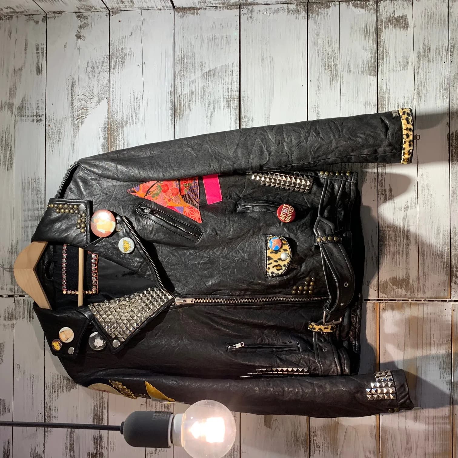 FREE CITY FREE CITY 18AW MOTORCYCLE LEATHER JACKET スタッズバッジダブルレザーライダース