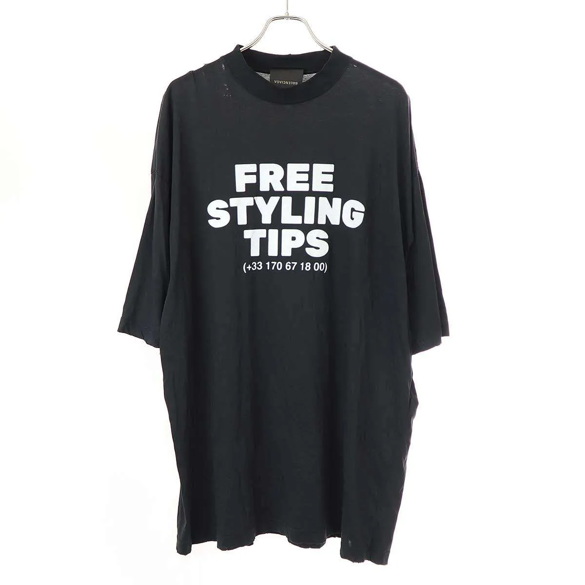 BALENCIAGA バレンシアガ 23SS Free Styling Tips Tee ダメージ加工オーバーサイズTシャツ