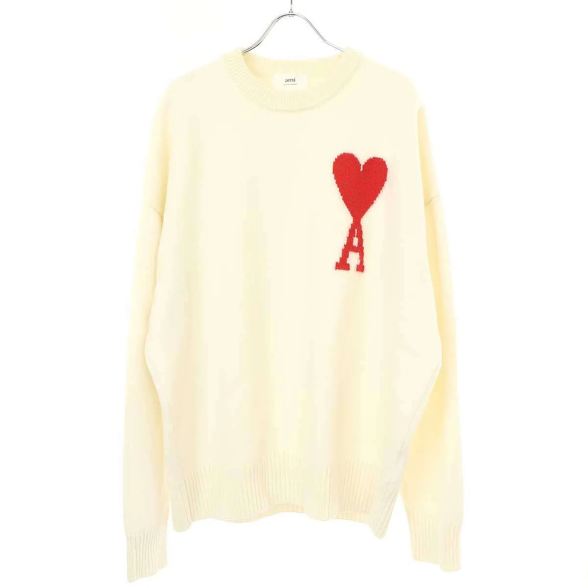 Ami Paris アミ アレクサンドル マテュッシ 22AW AMI DE COEUR オーバーサイズクルーネックニットセーター UKS002.018