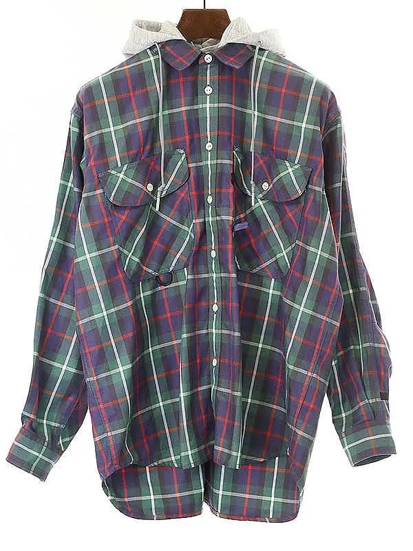 DAIWA PIER39 ダイワピア39 23SS TECH 2WAY WORK SHIRTS フーデットチェックシャツ