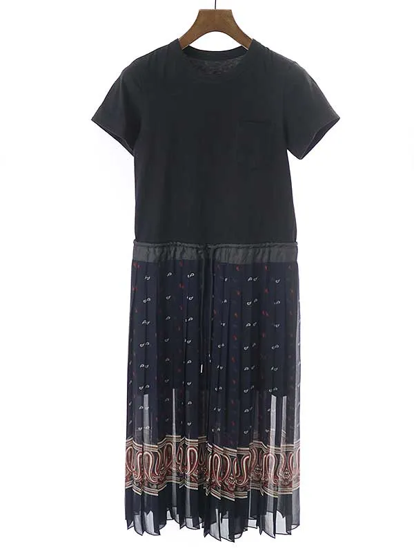 sacai サカイ 20AW ドッキングプリーツペイズリーワンピース