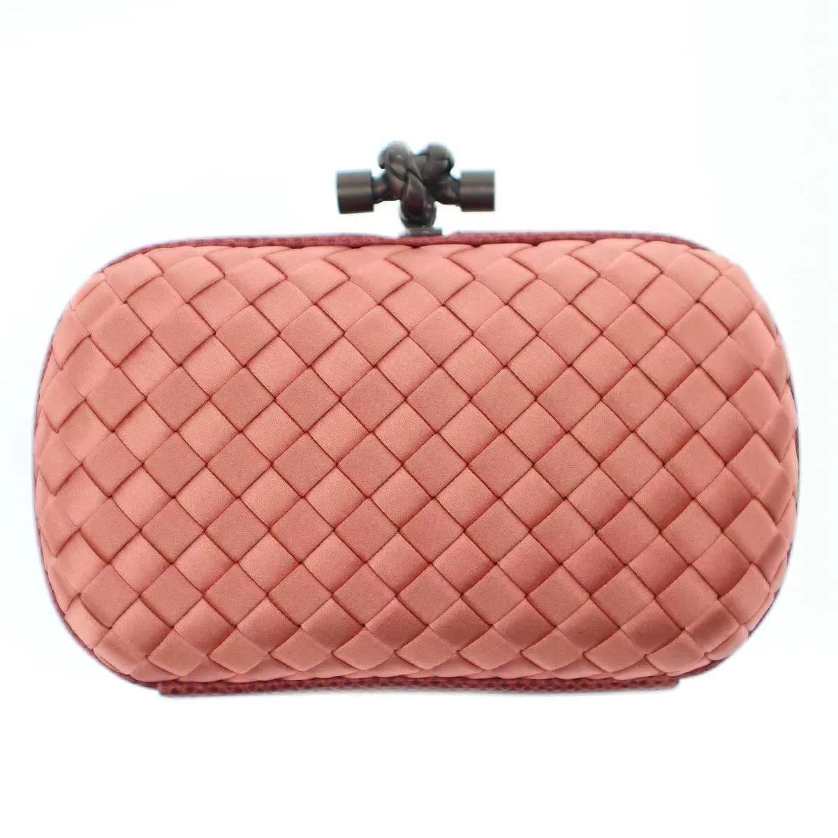 BOTTEGA VENETA ボッテガヴェネタ Knot イントレチャートノットサテンパイソンクラッチバッグ
