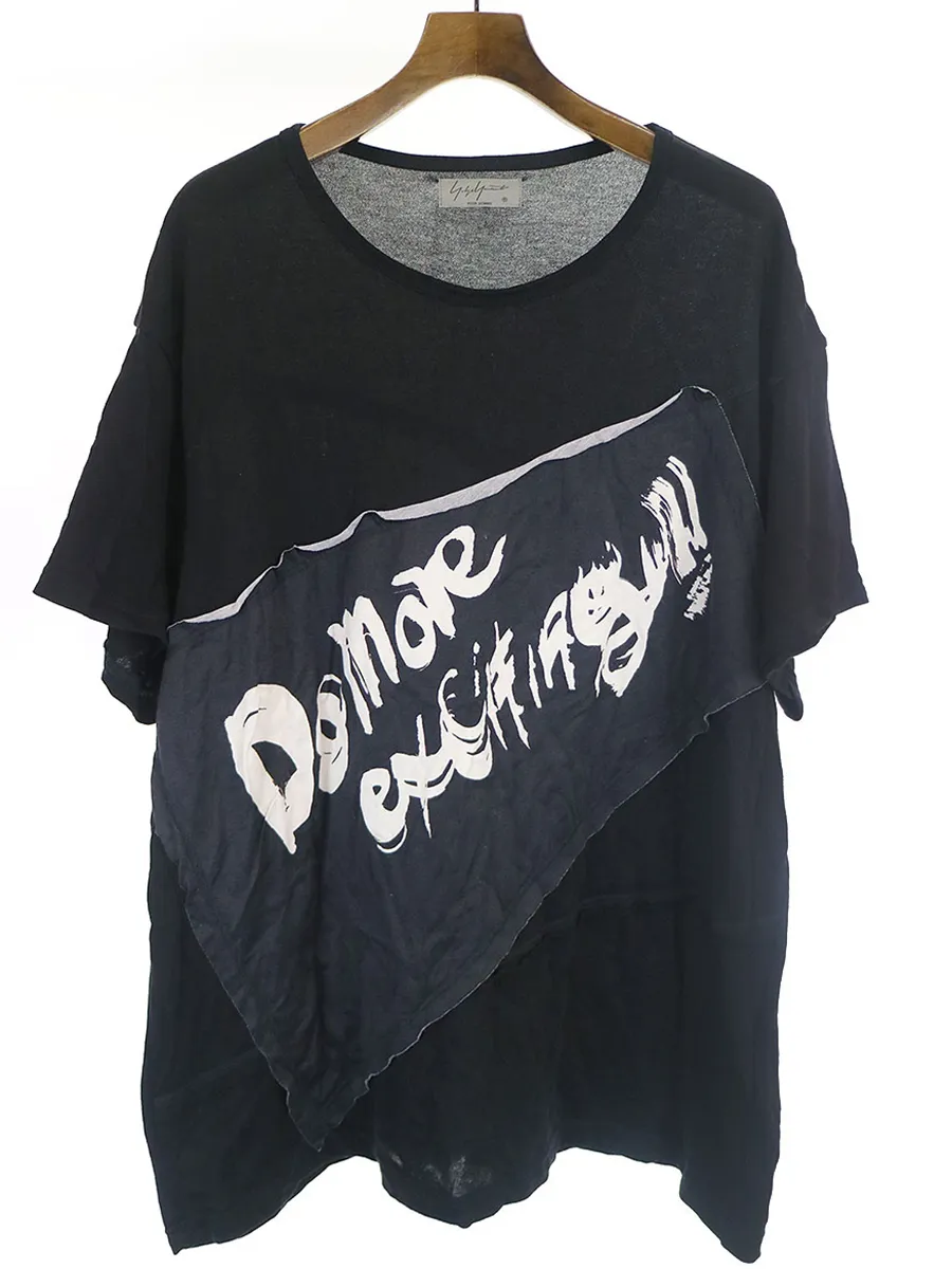 Yohji Yamamoto ヨウジヤマモトプールオム 19SS タタキメッセージプリントTシャツ
