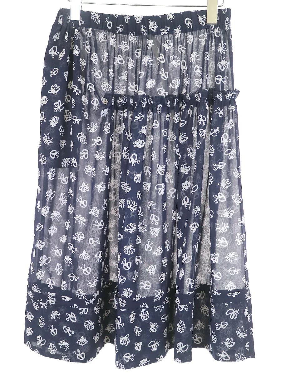 COMME des GARCONS コムデギャルソン 総柄シースルーデザインフレアスカート