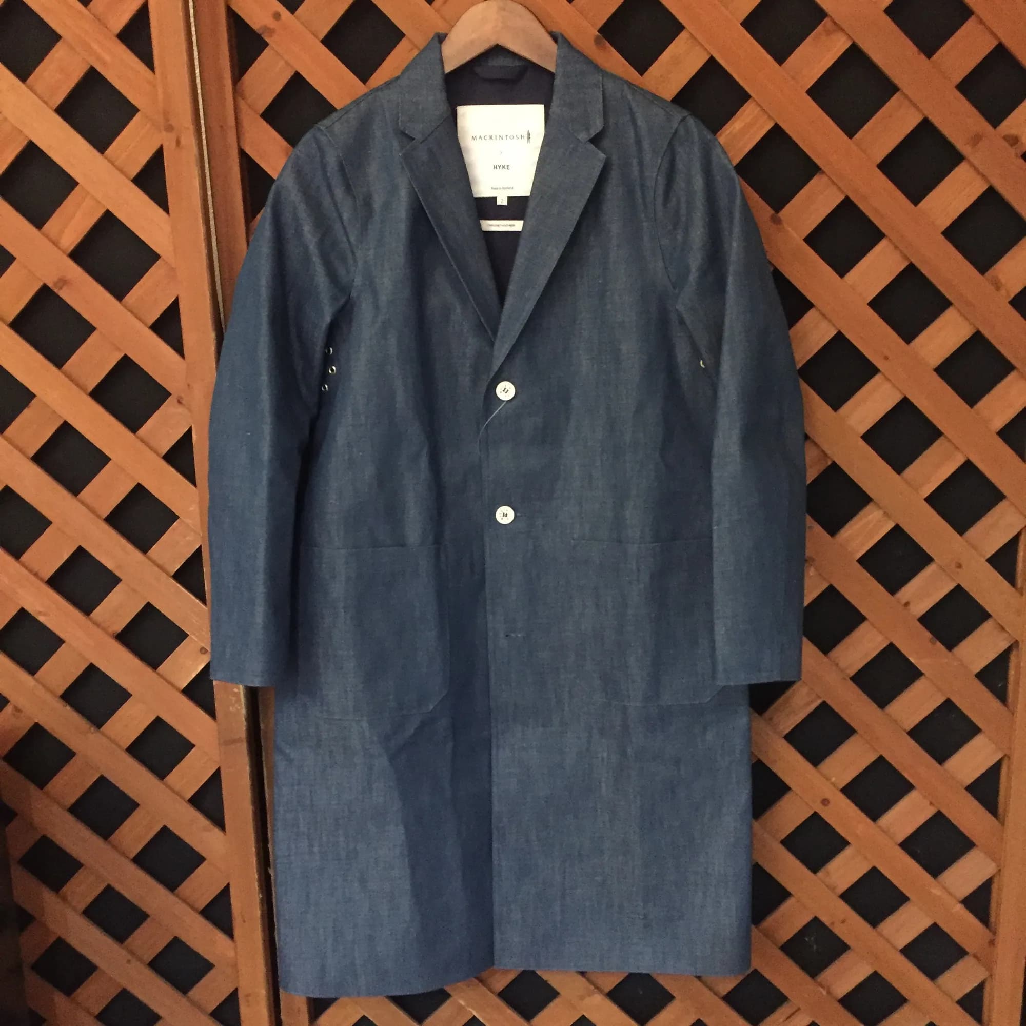 HYKE HYKE × MACKINTOSH 15SS リネン混ゴム引きデニムチェスターコート 2