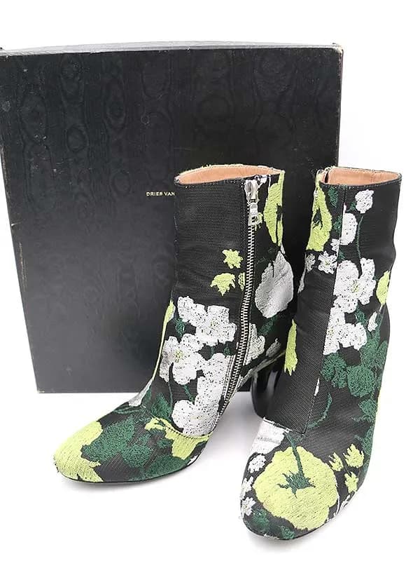 DRIES VAN NOTEN ドリスヴァンノッテン 17SS フラワーエンブロイダリーアンクルブーツ
