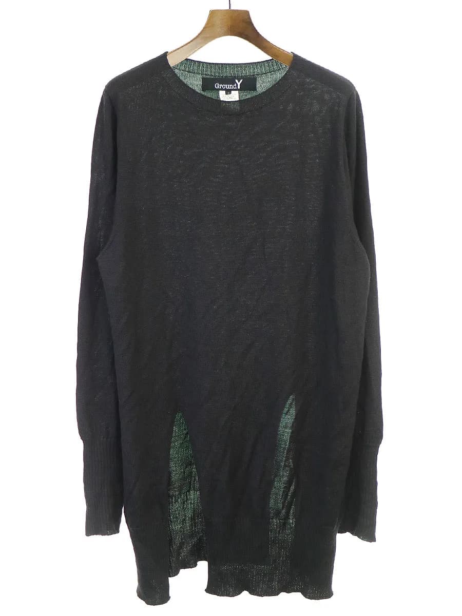 Yohji Yamamoto グラウンド ワイ 18AW サイドスリットロングニットセーター