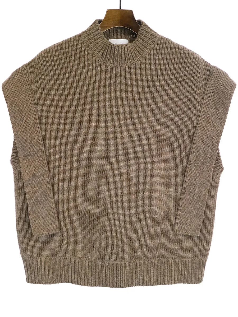 CLANE クラネ 20AW SQUARE SLEEVE KNIT VEST スクエアスリーブオーバーサイズニットベスト