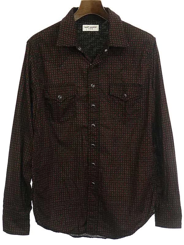 SAINT LAURENT サンローラン パリ 19AW 総柄コットンウエスタン長袖シャツ