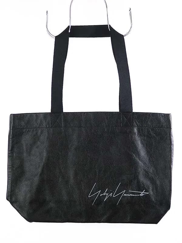 Yohji Yamamoto ヨウジヤマモト シグネチャーロゴプリントレザーバッグ
