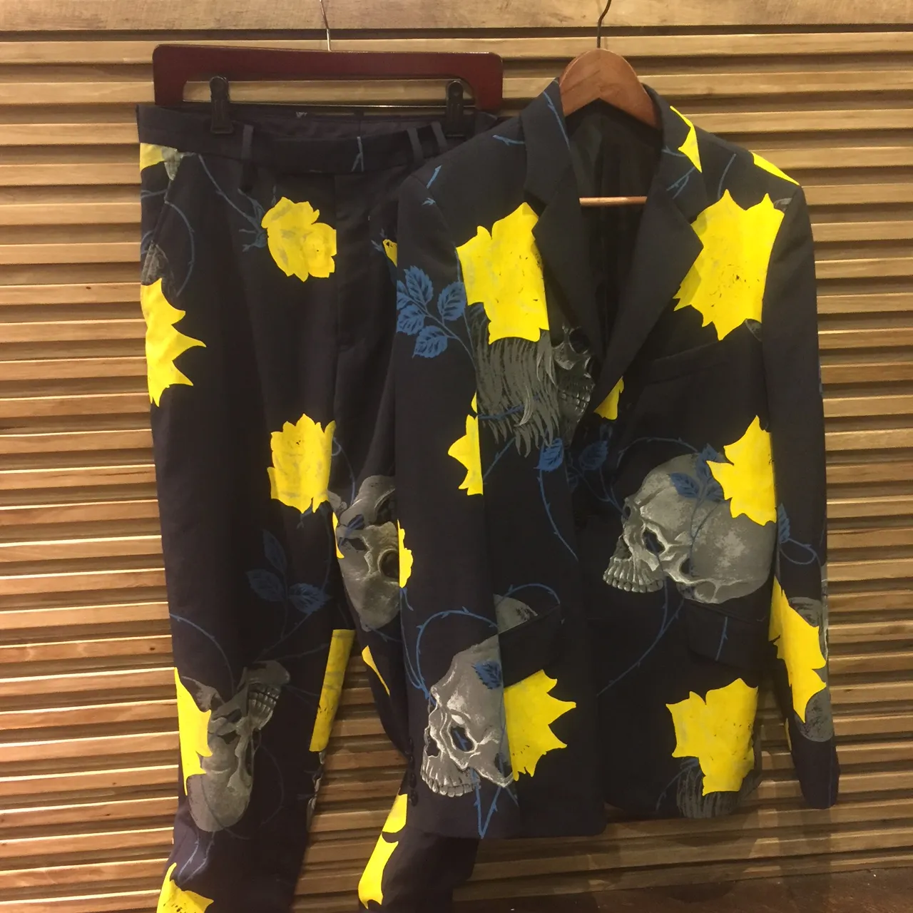 Yohji Yamamoto Yohji Yamamoto POUR HOMME 14AW ランウェイ着スカルフラワープリントジャケット&パンツ
