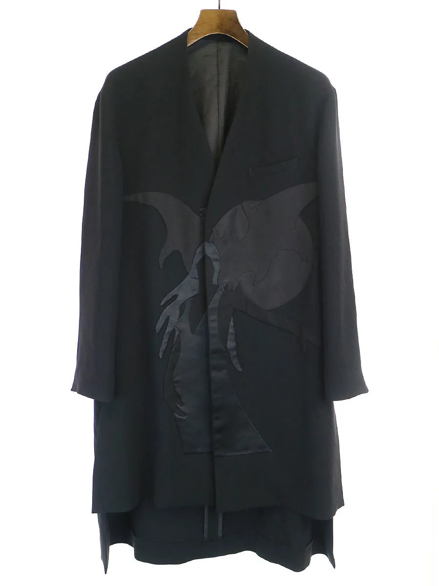 UNDERCOVER アンダーカバー 20SS ドラキュラサテンパッチノーカラーロングコート