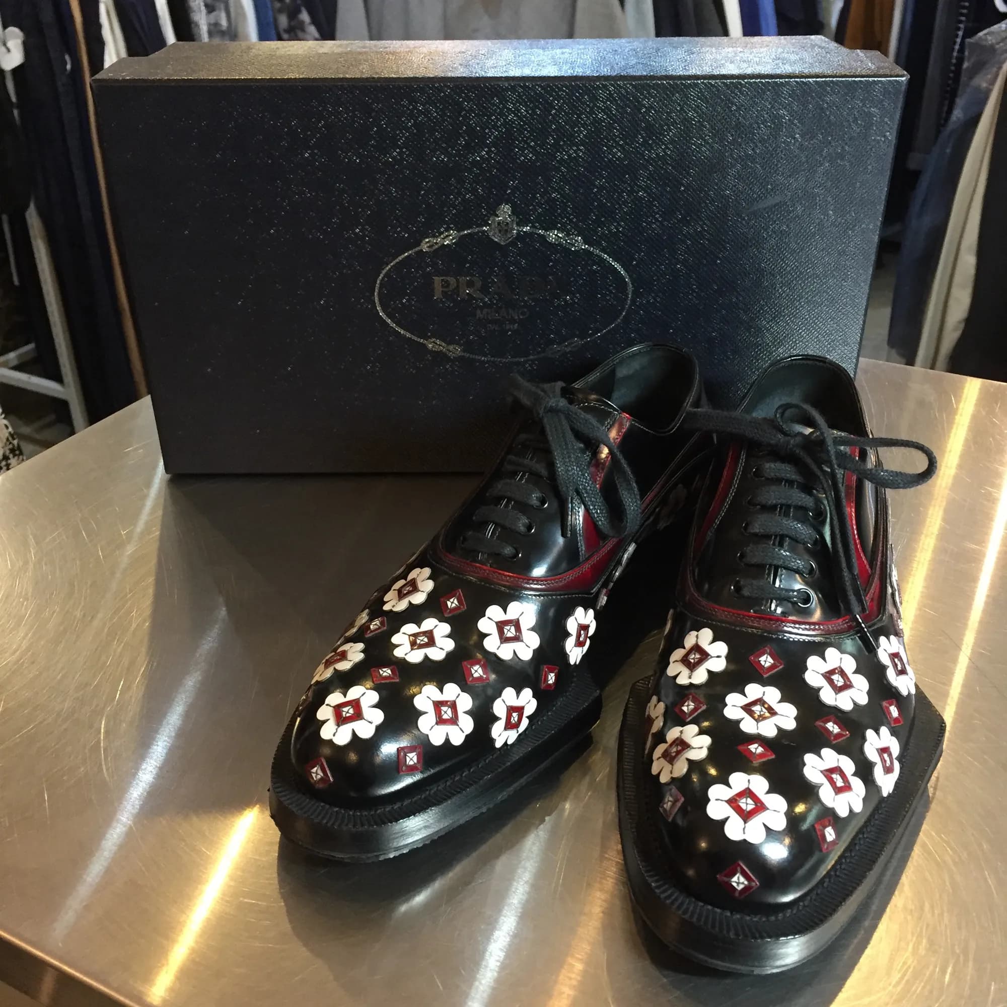 PRADA PRADA 12AW フラワーレザーシューズ 5