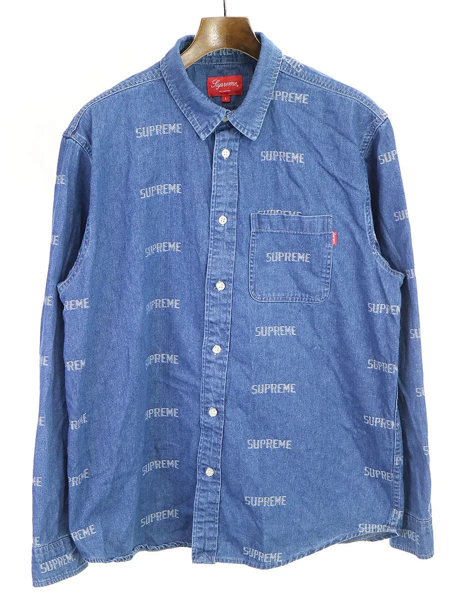 Supreme シュプリーム 19SS Logo Denim Shirt ジャガードロゴデニムシャツ